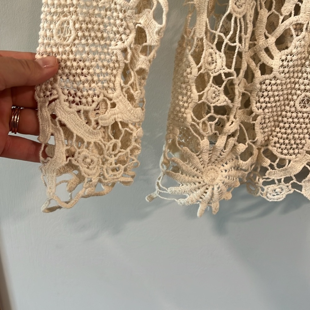 Reyna - L, Cream Crochet Knit Top, bohemian, hippie - Picture 4 of 8